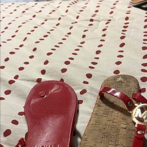 Michael Kors Red Sandals with Gold Logo